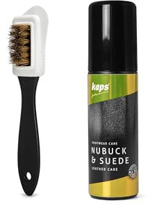 Kaps Ammorbidente e Ripristina Colore per Pelle Pelle Scamosciata e Nabuk di Tutti i Colori con Spugna applicatore e Spazzola per Scarpe con 4 Lati; Balsamo per Scarpe, Borse, Pelle-75 ml(2.53 fl.Oz)