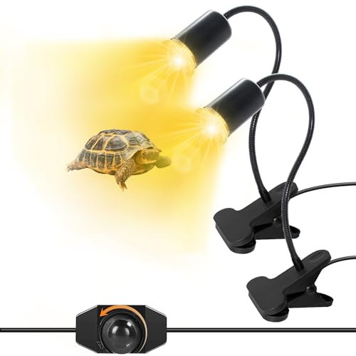 WPQIUZS 2 Stück Schildkröte Wärmelampe mit 240CM Kabel, Reptilien Terrarium Lampe, UVA UVB Reptilien Heizlampe mit 40CM Schwanenhals, Terrarium Lampenfassung, Lampen für Schildkröten(Keine Glühbirne)