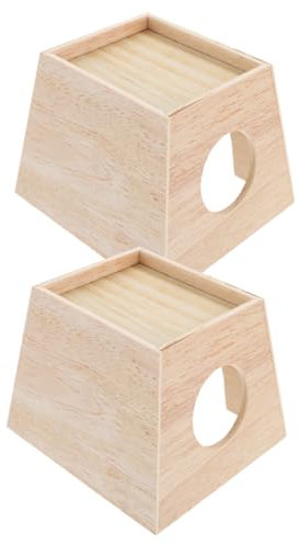 KONTONTY 2pièces Maison Bois pour Petits Animaux Abri Et Confortable pour Hamsters Et Hérissons Décoration pour Cage Et Box Reptile