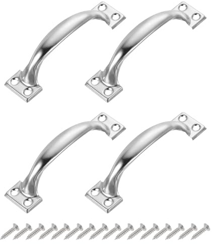 sourcing map Gate Handle Pulls, 4Pcs 4-inch/99mm Long Door Pull Handles with Screws for Cabinet Drawer Hardware Handles Pulls
