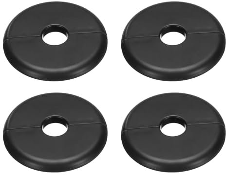QUARKZMAN 4pz Flangia Divisa Parete 70mm / 2.8 OD Piastra Rivestimento Abs Rotonda Autoadesiva per Coprire Tubi Acqua 16mm / 0.6 Dia, Accessori per Decorazione Rubinetteria, Colore Nero