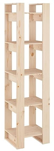 Bücherregal Standregal freistehendes Büroregal Aktenregal Aufbewahrungsregal Raumteiler Lagerregal für Wohnzimmer, 41x35x160 cm Massivholz Kiefer