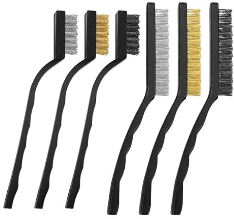 6 cepillos de limpieza de alambre de cobre negro, cepillo de alambre pequeño, cepillo de alambre, cepillo de alambre para eliminación de óxido, juego de cepillos de alambre de latón y cerdas de nailon