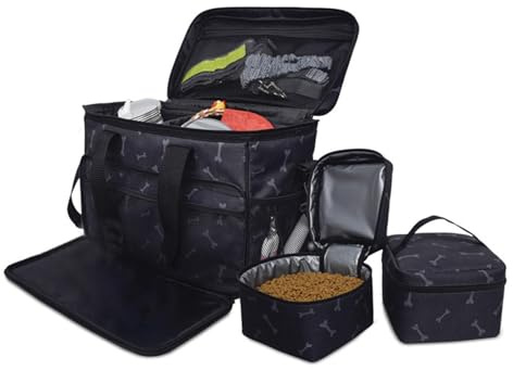 Bolsa de viaje para perros - Bolsa para kit para mascotas al aire libre, mochila organizadora de bolsa de viaje | Bolsa organizadora de viaje para mascotas con 2 contenedores de comida para perros