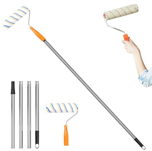 Paint Roller Extension Pole,9 inch Paint Roller Set,with Detachable Pole | Handle Long Household Wall Painting Tool for Painting Walls Ceiling Doors Trim