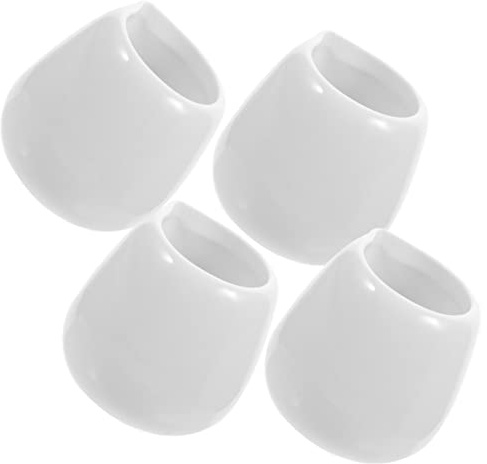 PRETYZOOM 4pièces Saucière Blanche Céramique Avec Distributeur De Sauce Récipient à Sauce Pour Condiments Fruits Olives Et Noix