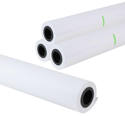 Premium Quality Wide Format Paper 610mm x 50m(24 x 150') Plotter Paper CAD Bond Rolls (20lb | 4 Rolls, 2 Core)