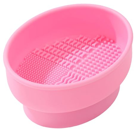 LALADEFIEE Silikon Make-up Pinselreiniger Schüssel Kompakt Schonend Gründlich Für Kosmetikpinsel Reinigung Beauty Zubehör Für Profi Und Zuhause Rosa