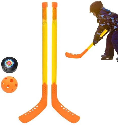 Generisch Eishockeyschläger für Kinder, Kinder-Hockeyschläger und Bälle-Set, Indoor- und Outdoor-Street-Hockey-Set, Kinder-Street-Hockey-Schläger-Set, Hockey-Set, Hockey für Kinder-Rasenspiele
