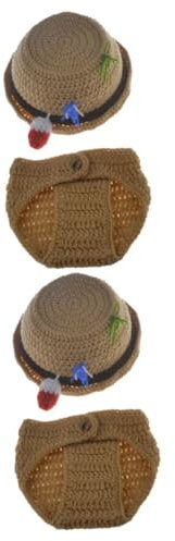 VALICLUD 4stücke Teiliges Set Handgestrickte Babykleidung Mit Fischerhut Für Fotoshootings Unisex Design Atmungsaktiv Für Neugeborenenfotos Und Babygeschenke