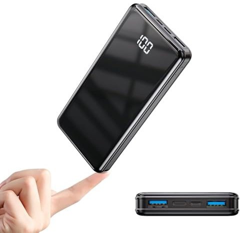 Mini Power Bank 12000mAh con 3 Uscite e 2 Ingressi Ricarica Rapida 22.5W Caricabatterie Portatile con USB C,Carica Batterie Portatile per Cellulare con Torcia, powerbank potente per iphone, Samsung