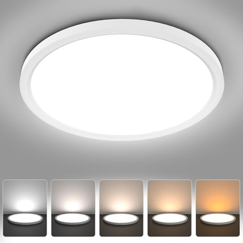 AVANLO LED Deckenleuchte Flach Ø30cm 24W 2400LM Deckenleuchten | 5 Farbtemperaturen, Ultra Dünn Rund Deckenlampe für Wohnzimmer Schlafzimmer Badezimmer Küche