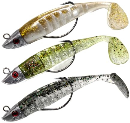 3PCS Bass Lures Sea Fishing UK – Realistic Action Sea Fishing Lures for Pike, Trout, Perch – Ideal for Offshore & Inshore Use, Effective Bait for Multiple Saltwater Species