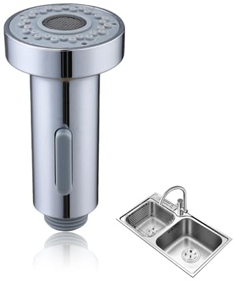 Tap Extender for Kitchen Sink,2 Function Pull Out Mixer Faucet Spray Head Replacement Part,Bathroom Tap Nozzle Heads Accessories,Taps Sprayer Aattachment,Chrome Finish Parts,Universal G1/2 Inch