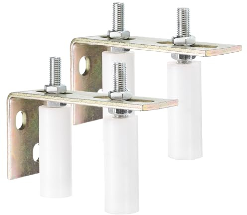QUARKZMAN 4pcs Galet Guide pour Portail Coulissant 30x80mm, Blanc | M12 Roulette Nylon avec Équerre Guide au Sol pour Porte Grange Coulissante, Roue Universel Guidage Support de Plancher Mur
