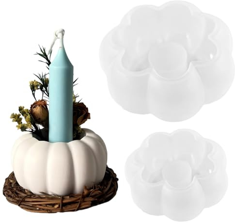 Kürbis Silikonformen,2PCS Gießformen Kerzenhalter,Halloween Kürbisform,Silikonform herbst,Gießform kürbis,Silikonformen gießformen,Gipsformen zum Gießen für DIY kürbis,Herbstdeko,Halloween