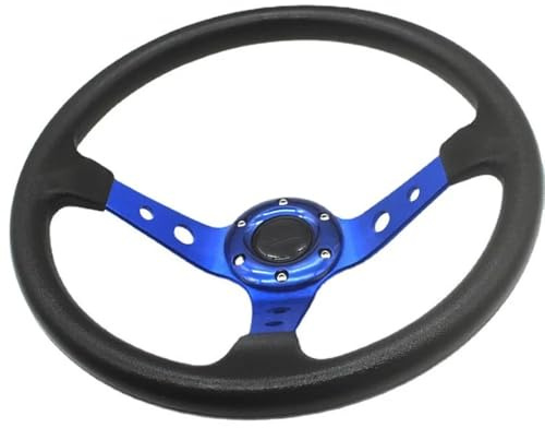 Volante Sportivo Auto, Volante a Calice Volanti da corsa universali 14 pollici/350 mm Volante sportivo drifting for auto PU 350(Blue)