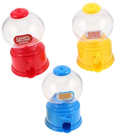FUTUREORYY 3 piezas Mini Máquina Expendedora de Golosinas de Plástico Resistente Dispensador Compacto y Portátil para Chicles y Snacks Diseño Interactivo para Fiestas y Escritorio