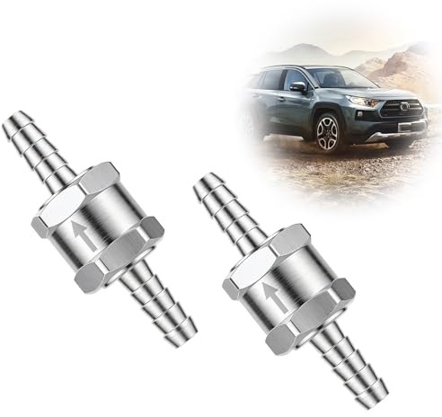 2 Pcs Anti-Retour de Carburant 8mm en Aluminium, Valve Anti-Retour Essence Diesel, Clapet de Carburant Universel pour Voiture Moto Bateau Huile Eau