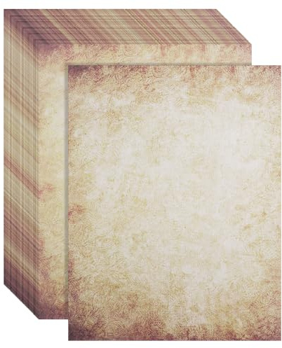 AOOSU Carta da Lettere, 60 Fogli di Carta Kraft Antica A4 dal Design Vintage, Cancelleria Vintage per Cancelleria, per Inviti e Lettere, Matrimonio Invito, Stampa, DIY (Tipo C)
