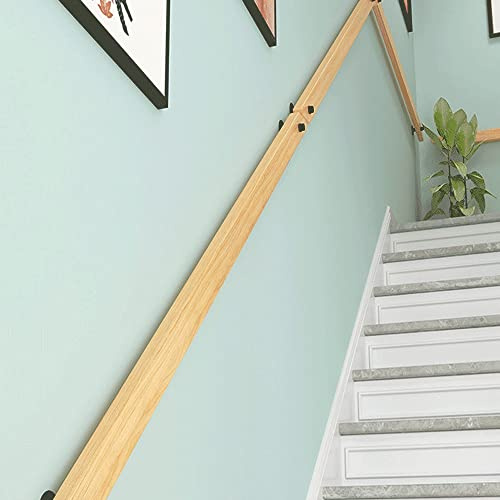 Kit d'escalier en bois antidérapant 3M - Banister en bois massif pour escaliers intérieurs grenier et balustrade murale (couleur : bois naturel, taille : 150 cm)