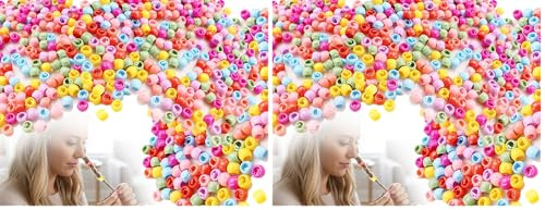 KAPSING 100 Stück Bunt Haarperlen,Kunststoff Klipsen Haarclips Perlen,verwenden für Geburtstagsfeiern,Feiertagsfeiern,Musikfestivals,Versammlungen,Alltag (Packung mit 2)