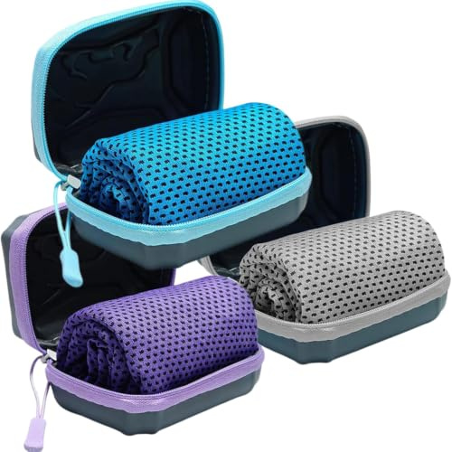 RBQIZVW Kühlhandtuch 3 Pack Kühltuch Mit Aufbewahrungsbox, 30x100 cm Kühlendes Handtuch, Kühltücher Für Den Nacken, Cooling Towel, Schnelltrocknende Kühlhandtuch Für Sommer | 0