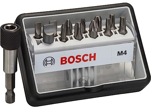 Bosch Professional 12+1tlg. Schrauberbit-Set Extra Hart für Phillips-Kreuzschlitz-, Pozidriv-Kreuzschlitz-, Innen-Torx- und Längsschlitz-Schrauben, 2607002566