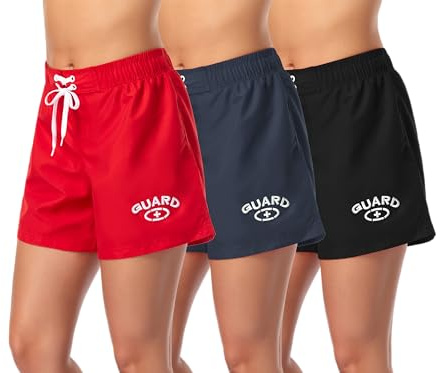 Adoretex Women's Guard Quick Dry Water Board Shorts - Lightweight, Functional, Comfortable Swim Bottoms - FGB06 - Red - M