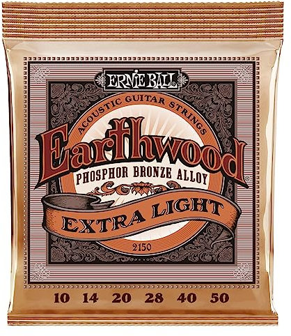 Ernie Ball Earthwood Extra Light Phosphor Bronze, Corde per chitarra acustica, diametro 10-50