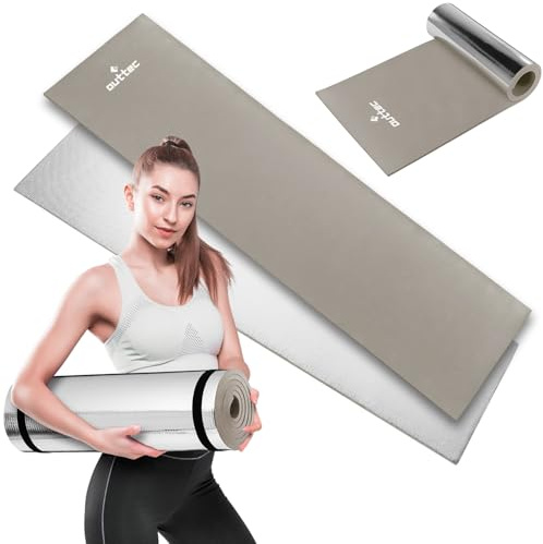 Outtec Isomatte Touristenmatte mit Isolierender Aluminiumschicht - Eva-Schaum - Iso Matte Alumatte - Zeltmatte Schlafmatte - Camping Survival – Campingunterlage - Khaki