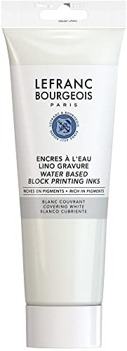 Lefranc & Bourgeois 188228 Linoldruckfarbe auf Wasserbasis, wischfest, geschmeidig für Hochdrucktechniken in der 250ml Tube - Weiß