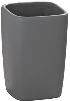 WENKO 20019100 Bicchiere porta soazzolino in ceramica Faro grigio, Ceramica, 7.5 x 10.7 x 7.5 cm, Grigio