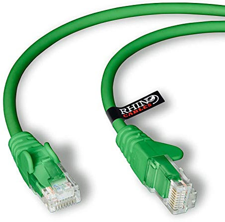 rhinocables CAT 6 High-Speed Gigabit Ethernet Cable - Patch Network Lead for LAN| Snagless UTP With LSZH Jacket | RJ45 Connector - Internet, Router, Modem, Smart TV, PC & More (3m, Green, Pack of 1)
