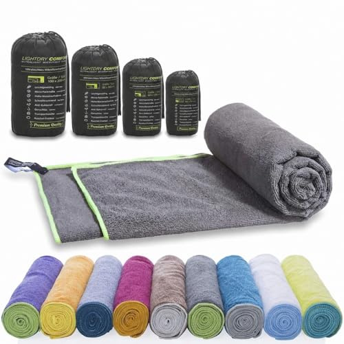 LightDry® Toalla Microfibra Deporte, Secado Rápido - 80x40 cm | Suave al tacto como el algodón - sin olor tras el uso - incluye bolsa de transporte, ideal gimnasio y viaje