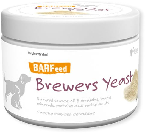 Vetfood BARFeed Bierhefe | Quelle an B-Vitaminen, Protein und Aminosäuren| Unterstützt das Nervensystem | Barf für Katzen & Hunde | Rohfütterung | 180 g