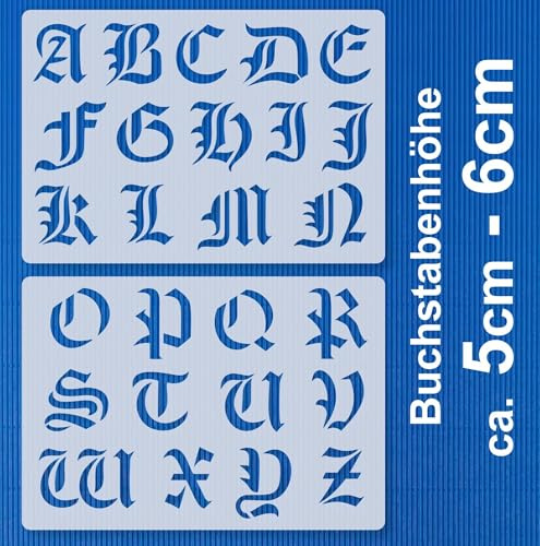 Buchstabenschablone „Alte Schrift“ | Buchstabenhöhe 5cm | Alphabet A-Z | Stencil | Wandschablone