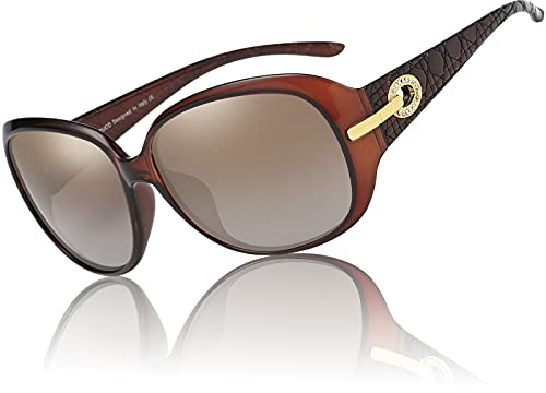 DUCO Klassische Damen Sonnenbrille Polarisiert Modische 100% UV-Schutz 6214 (Braun)