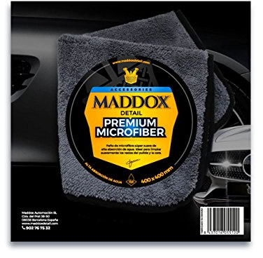 Maddox Detail - Toalla Microfibra Coche Premium Microfiber 40x40cm | Microfibra ultrasuave y altamente absorbente para secar, abrillantar y lograr un acabado sin rayas ni pelusas.