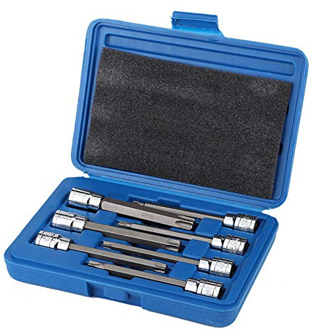 Estink 7-teiliges Innensechskant Steckschlüsselsatz, Torx Bit Set mit 3/8-Zoll-Antrieb, Extra Lang T25-T60, für Professionelle Anwendungen