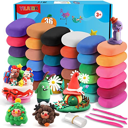 YILAIDA Air Dry Clay, 36 Colors Modeling Clay Ultra Light Air Drying Magic Clay, No Sticky and No-Toxic, DIY Educational Creative Kit for Kids