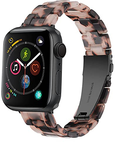 Light Compatible with Apple Watch Strap Series 10 42mm 41mm 40mm 38mm, Fashion Resin iWatch Strap for Women Men Bracelet with Stainless Steel Clasp for Apple Watch Series 10 SE 9 8 7 6 5 4 3 2 1