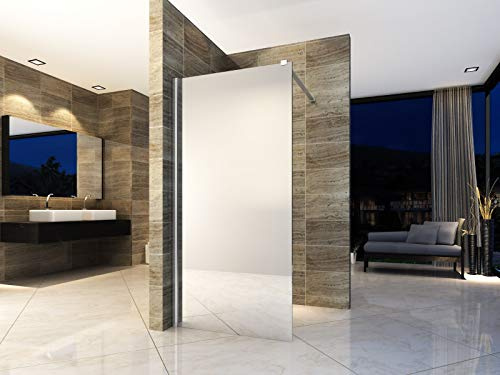 ALONI Walk In Dusche 80x200 cm, begehbare Duschwand | Spiegelglas, 8 mm ESG Sicherheitsglas, Nano-Beschichtung, teilgerahmt, links oder rechts montierbar