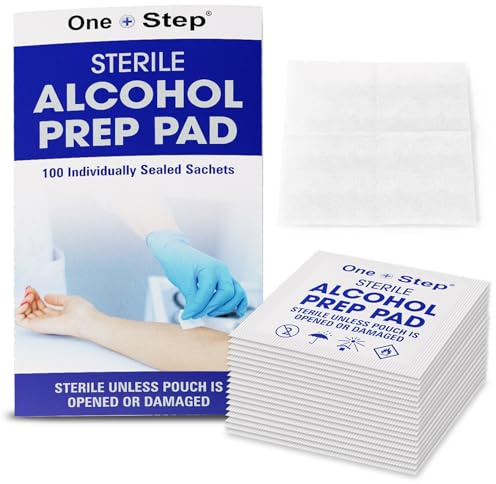 One Step 70% Isopropyl Alcohol Wipes – 100 Medical Pads – Individually Wrapped Sterile Wipes – Alcohol Wipes for Cleaning, Disinfection, Pre-Injection – Portable Antiseptic Wipes for On-the-Go Use