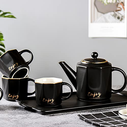 ZKHD Juego De Té De Porcelana Inglés, Juego De Té De Kung Fu De Cerámica Chino Vintage Servicio De Té Portátil Tetera Tazas De Té Tazas De Café Regalo,Pink