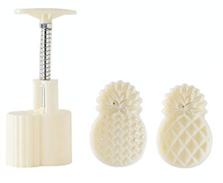 Yushu Mondkuchenform aus Kunststoff, 50 g, Ausstechform mit Ananas-Lotus-Stempel, Schokolade, DIY, geriffelte Kuchenformen, antihaftbeschichtet, Kastenform zum Backen