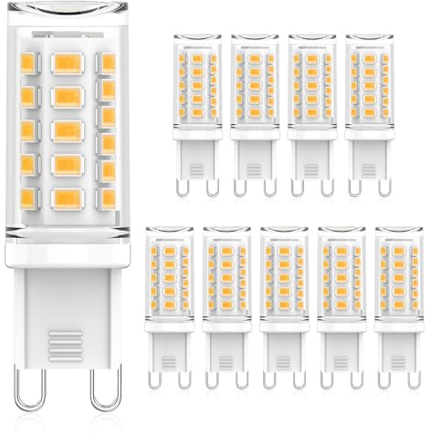 CQTLED G9 LED Lampen Warmweiß 3000K, G9 Glühbirne Warmweiss 3W Ersatz Für 40W-50W Halogenlampe, 520 Lumen AC230V LED Leuchtmittel, Nicht Dimmbar, Kein Flackern, Energieeffizient, 10 Stück