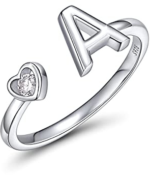 CRYSLOVE Buchstabe Ring Silber 925 Damen Offener Verstellbare stapelba Personalisierter Initiale Alphabet A-Z Ring für Mutter Freundin