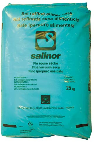 Sel Fin Français SALINOR 25kg - Sel Raffiné Alimentaire - Livraison Gratuit France - Expédition par la sté Bo Time