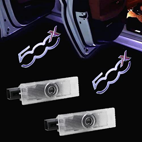 Duleutgnu 2 pezzi Illuminazione portiera logo di benvenuto Definizione ombra fantasma Decorazione auto LED Porte per auto Luci di ingresso Lampada emblema 3D (Per 500x)